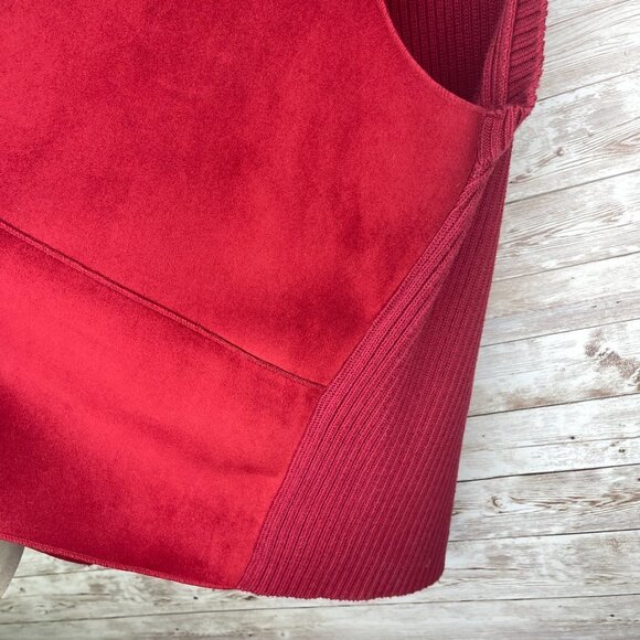 J. Jill XL Button Vest Red Ribbed Cotton Back Polyester Front​​​ - Picture 5 of 10